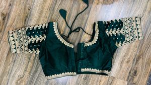Elegant Emerald Green Embroidered Blouse