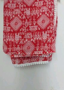 Vibrant Red Ethnic Printed Saree