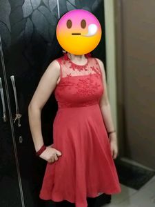 red lace Neck Beautiful Hot dress