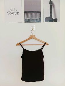 Chic Brown Lace Trim Cami Top