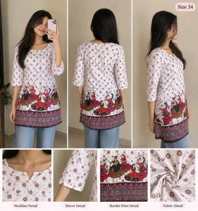 White Printed Ethnic Kurti/Tunic
