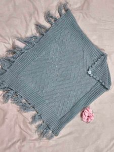 Vintage Grey Knit Poncho