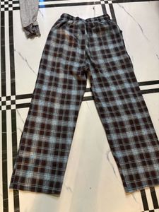 Plaid Wide Leg Pants &amp; Grey Top