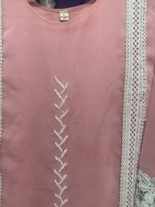Elegant Pink Kurta set with Lace