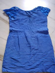 Blue Textured Mini Dress