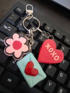 Cute Heart, Envelope &amp; Flower Keychain