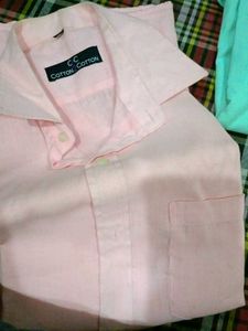 Men's Pink Cotton Casual Shirt