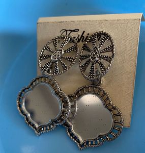 Oxidised Silver Mirror Statement Stud Earrings