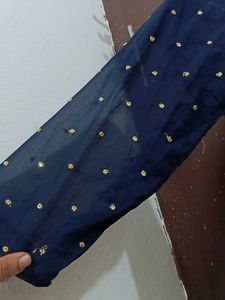 Navy Blue Polka Dot Kurta