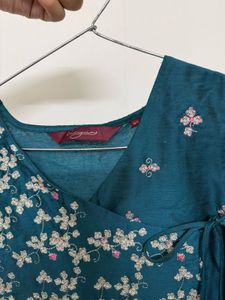 Teal Embroidered Anarkali Kurta
