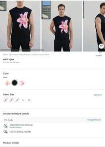 Shein Sleeveles Floral Placement Print Crew Tshirt