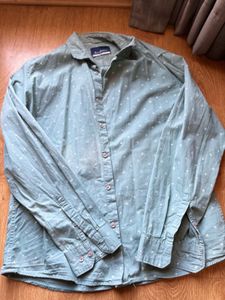 Men's Light Green Dot Print Shirt