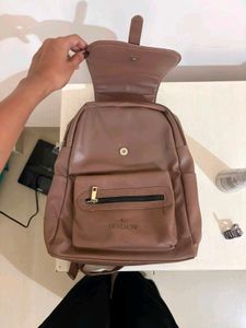 Stylish Brown Faux Leather Backpack