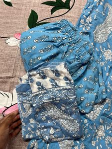 Blue Paisley Print Kurta Set