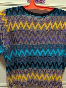 Boho Zigzag Pattern Knit Top