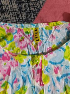 Vibrant Floral Print Long Kurta