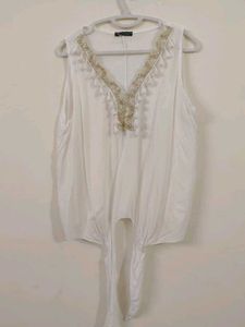 Embroidered Cotton Sleeveless Top