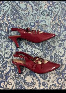 Burgundy Buckled Heels