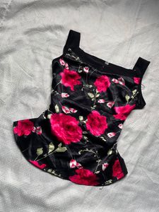 Satin Floral Tank Top