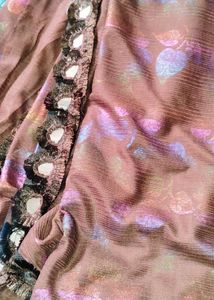 Beautiful Printed Brown Saree with Embellished Bor