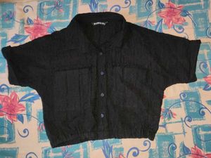 Cute Black Textured Shirt