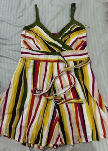 Monsoon Striped Wrap Mini Dress
