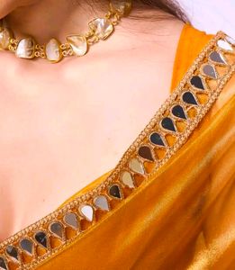 Elegant Yellow Saree with Mirror Work Border