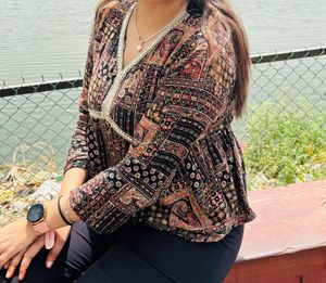 Boho Print Peplum Kurta Top