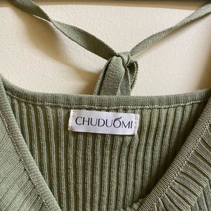 Ribbed Knit Crop Top with Back Tie Detail