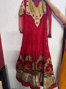 Elegant Red Embroidered Gown