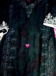 Elegant Black Embroidered Kurti with Duppata