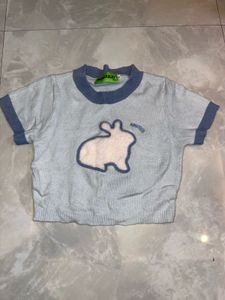 Cute Bunny Graphic Knit Top