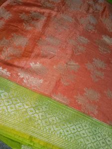 Elegant Orange Saree with Green Border