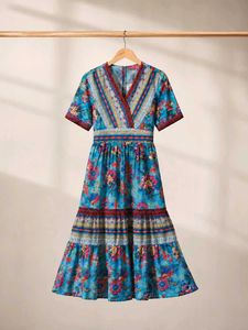 Bohemian Floral Print Midi Dress