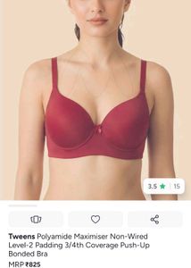 Red Padded Non-Wired Bra