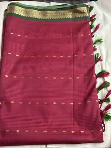 Elegant Pink Saree with Gold Motifs