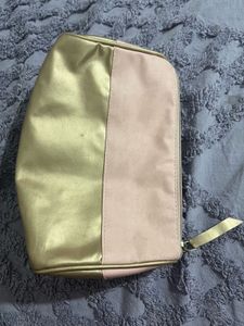 Nykaa Makeup Gold and Pink Pouch Bag