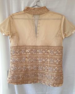 Peach &amp; Gold Embroidered Lehenga Skirt