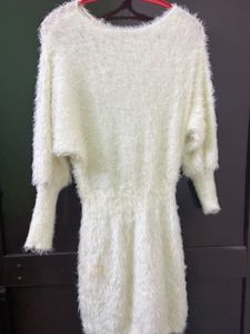Cozy Fuzzy White Dress