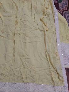 Yellow Kurta with Sequins and Lace