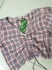 Chic Plaid Ruched Crop Top no 113