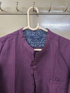 Men's Purple Band Collar Kurta