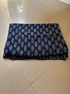 New Elegant Navy Blue Saree with Oval Print wit
