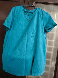 Green Plain Stretchable Top For Women In Xl Size