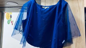 Blue Sheer Overlay Top