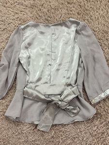 Elegant Pleated Grey Blouse