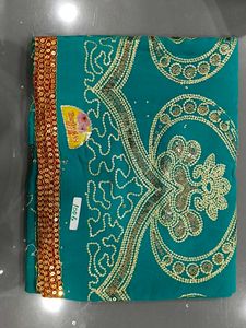 Embroidered Teal Saree with Sequins