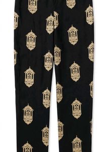 Black &amp; Gold Printed Palazzo Pants