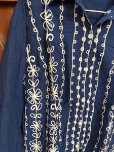 Embroidered Navy Blue co ord