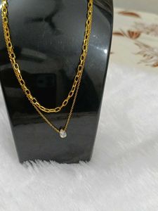 Double Layered Gold Necklace with Pendant